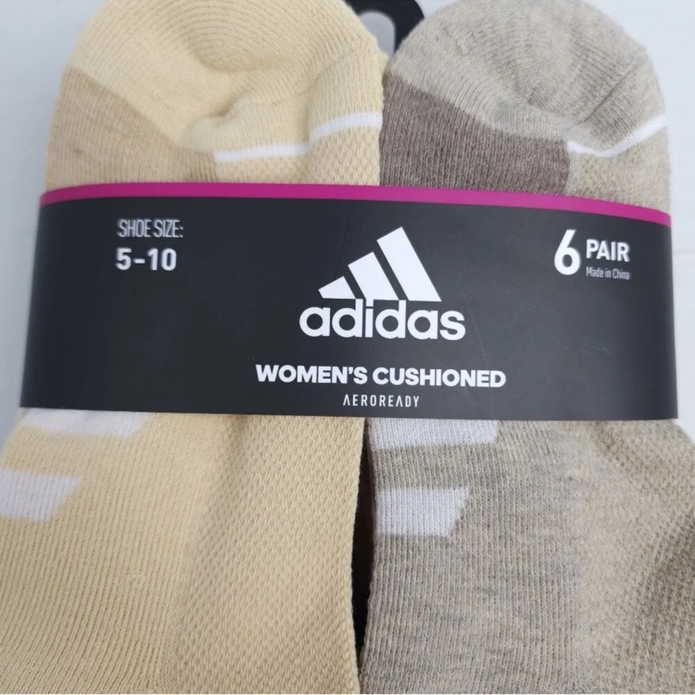 🤎NWT•Adidas Womens Cushioned Low-Cut Socks(6PK)Aeroready Technology•Size:5-10🤎